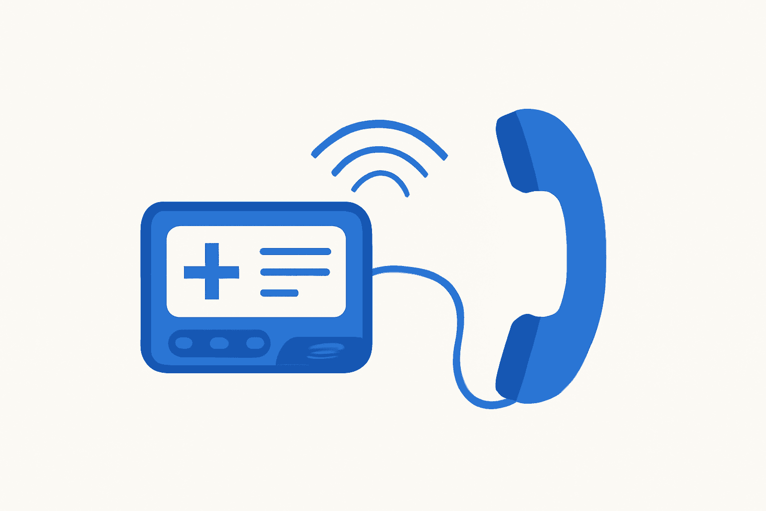 Flat illustration of a hospital pager and phone, representing triaging an on-call bleep