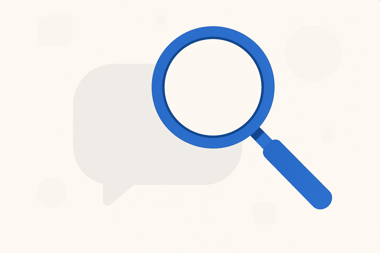 Illustration of a magnifying glass over a speech bubble, representing practicing a patient conversation