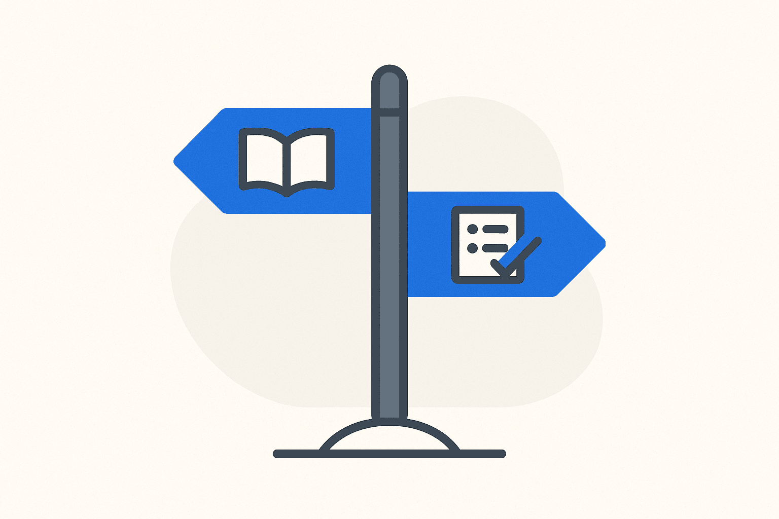 Illustration of a signpost with two arrows, representing choosing between study tools